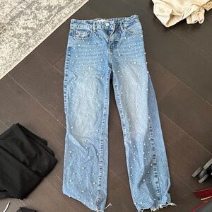Women's Blue Embellished Jeans